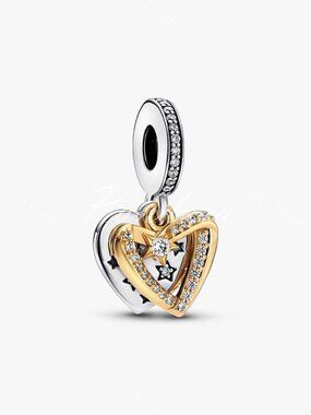 Pandora Shooting Star Hearts Double Dangle Charm